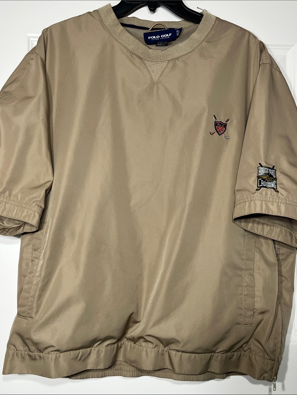Polo Golf Ralph Lauren Pullover L Tan Brickyard Crossing Short Sleeve Jacket